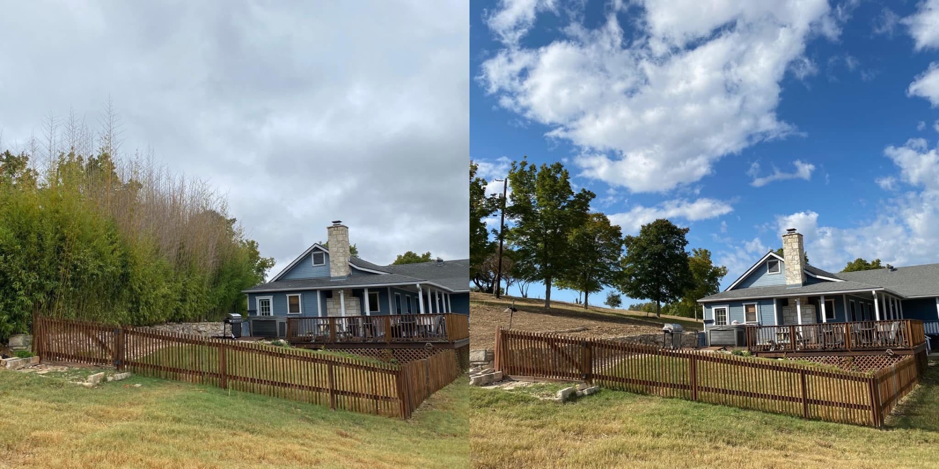 Before and after land clearing in the Texas Hill Country